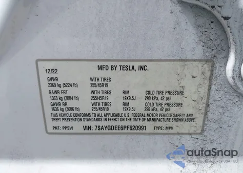 2023 Tesla Model Y Awd/Long Range Dual Motor All-Wheel Drive из США, поврежденный, VIN 7SAYGDEE6PF620991